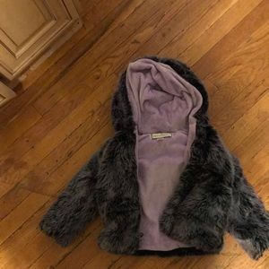 American Widgeon Purple hooded Faux Fur jacket